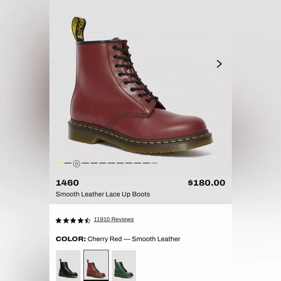Dr. Martens Cherry Red Smooth Leather 1460 Boot Size US L 7 US M 6 - Picture 14 of 16